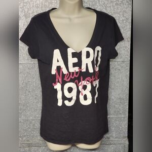 Vintage Aeropostale Black V Neck 1987 Top Juniors XL - 2011
